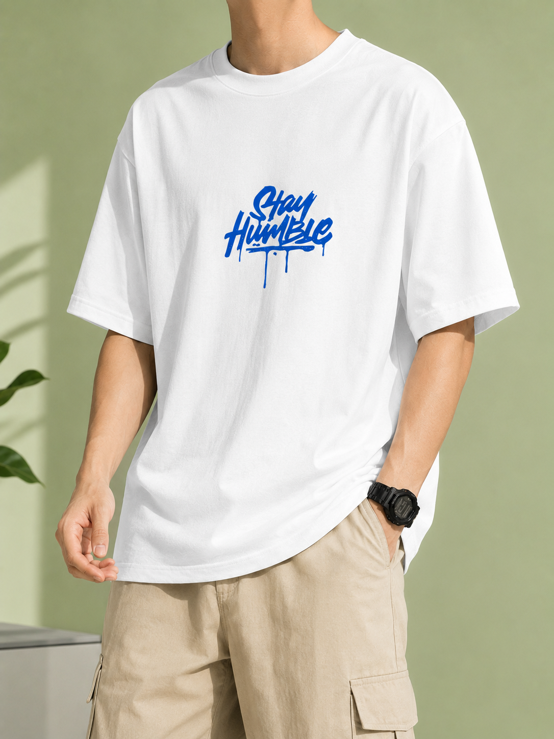 Zorin Wear Stay Humble Drop Shoulder Graphic Tshirt | 210 GSM Cotton Lycra | Bio-Washed | Unisex