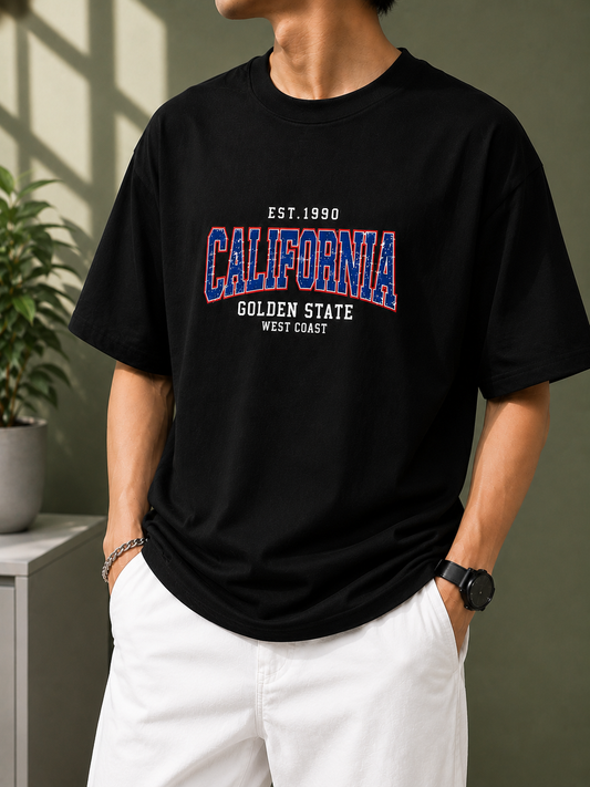 Zorin Wear California Drop Shoulder Graphic Tshirt | 210 GSM Cotton Lycra | Bio-Washed | Unisex