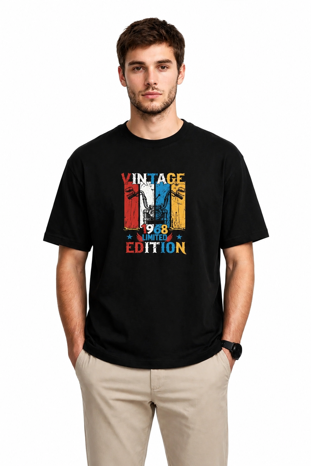 Zorin Wear Vintage Drop Shoulder Graphic Tshirt | 210 GSM Cotton Lycra | Bio-Washed | Unisex