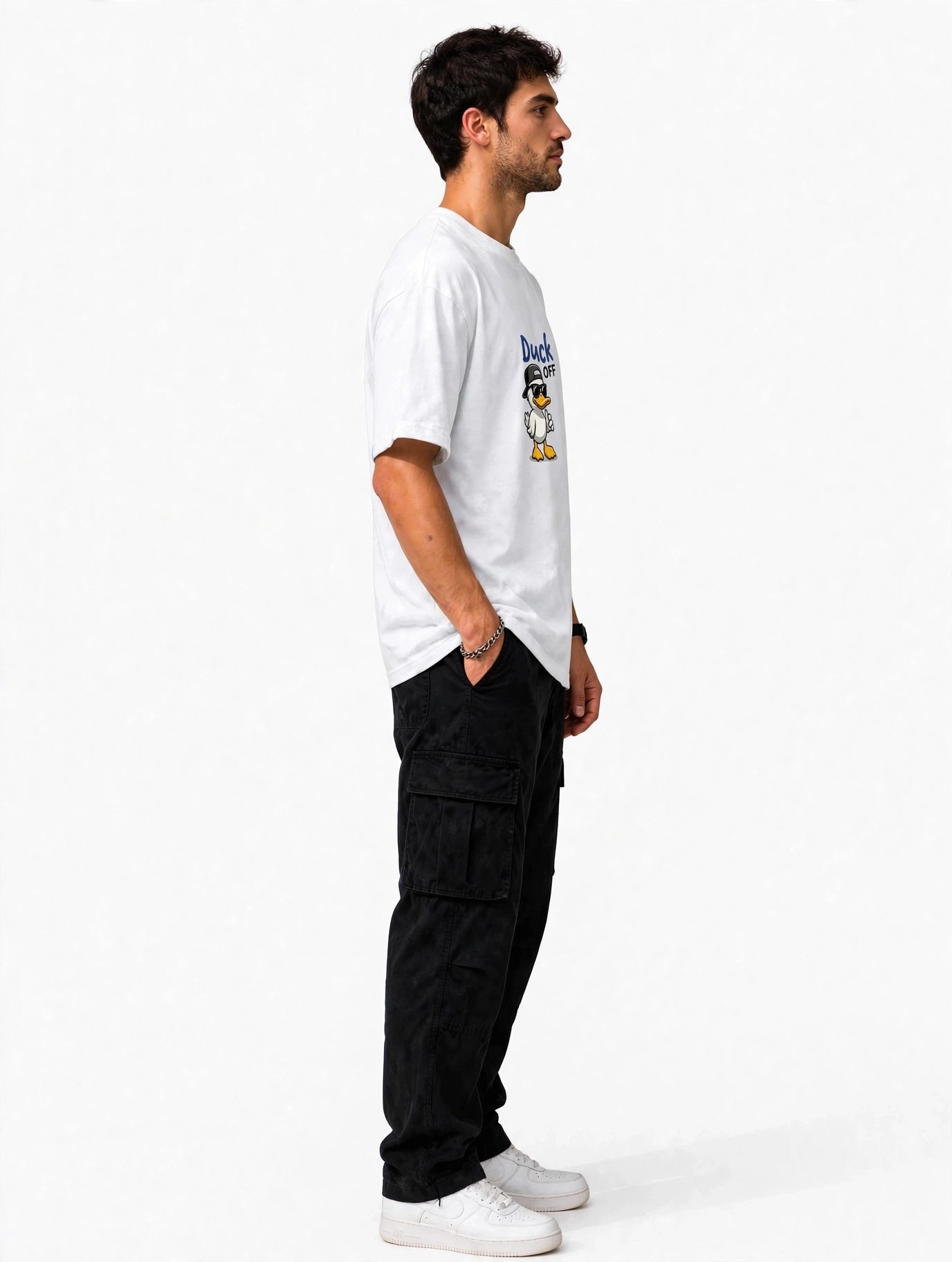 Zorin Wear Duck Off Graphic Drop Shoulder Tshirt | 210 GSM Cotton Lycra | Bio-Washed | Unisex