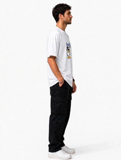 Zorin Wear Duck Off Graphic Drop Shoulder Tshirt | 210 GSM Cotton Lycra | Bio-Washed | Unisex