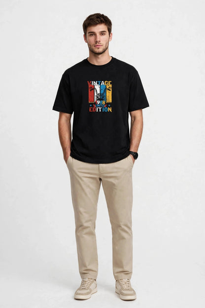 Zorin Wear Vintage Drop Shoulder Graphic Tshirt | 210 GSM Cotton Lycra | Bio-Washed | Unisex